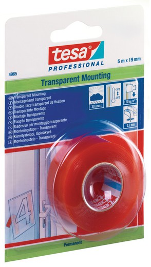Double-sided tape for transparent Tesa mounting