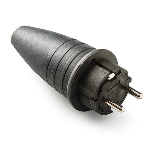 Plug 16A-250V Black Rubber with earth connection