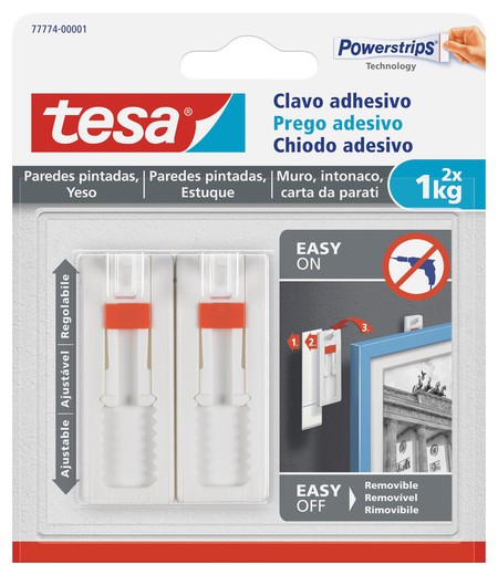 Clavo adhesivo ajustable Tesa para pared