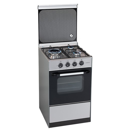 Fogão a gás 3 bocas e forno Jocel 54l em inox - JFG3007599