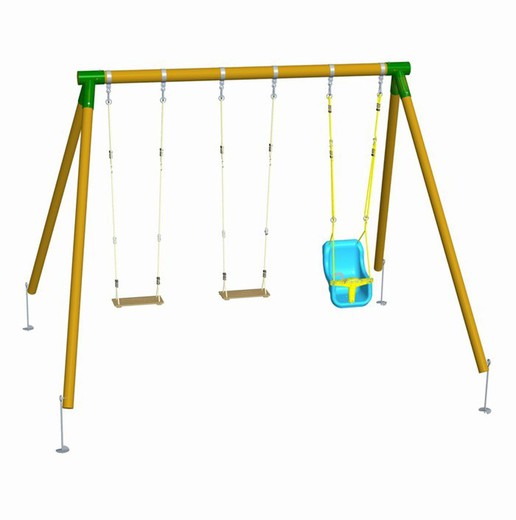 Triple Etna wooden swing with baby seat