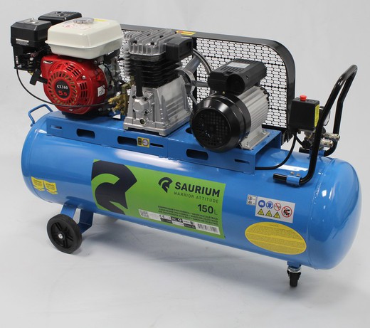 Compresseur d'air, essence + électrique, 150L, 5.5HP - SAURIUM®