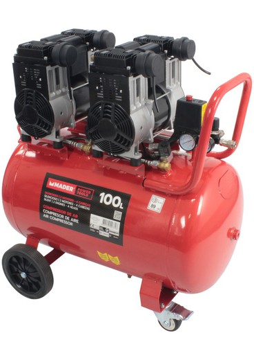 Luftkompressor, monoblock, 100L, 6HP, 4 huvuden - 2 motorer - MADER® | Elverktyg