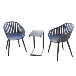 Chillvert Lacio Tuinset van aluminium en hars, 2 stoelen + 1 zwarte tafel
