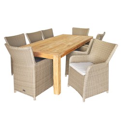 Chillvert Naples Wood and Resin Garden Set 1 Table + 8 Armchairs with Cushions