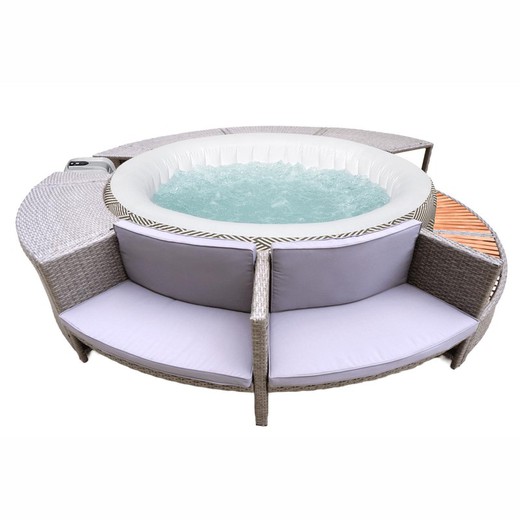 Spa Gonflable Bestway Lay-Z-Spa Madrid Ø180x66 cm avec Airjet + Revêtement K2O Full Surround 180 Ø279x40x56 cm Set Circulaire