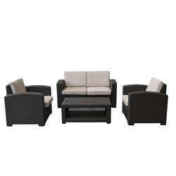 Conjunto de Jardim de Resina Chillvert Trento 1 sofá + 2 Poltronas + Mesa Marrom