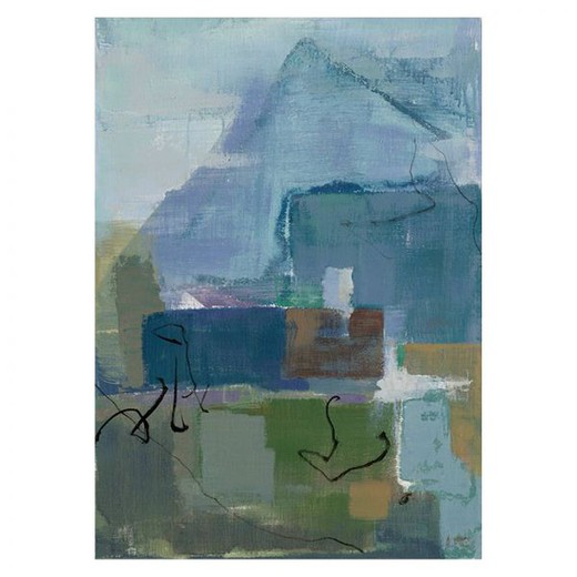 Quadro Astratto Multicolore Blu 50 x 70 cm Olio su Tela