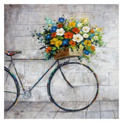 Cuadro bicicleta con flores (100 x 100 cm) Serie Objetos