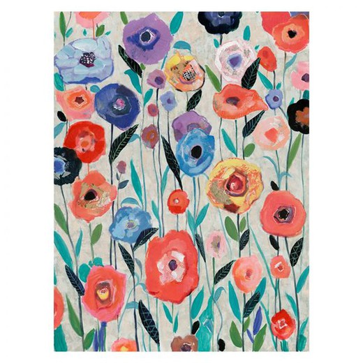 Tableau Peinture Abstraite Kuatéh 90x120 cm Fleurs Multicolores Huile sur Toile