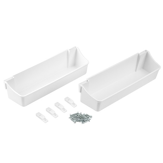 Emuca Auxiliary trays for fixing closet door, 350 mm, Plastic, White, 2 units.