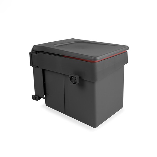 Emuca Recycling container, 15 L, door fixing, automatic lid opening, Plastic, Anthracite gray
