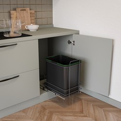 Emuca Recycling container voor onderste bevestiging en handmatige afzuiging in keukenkast Recycle 1x35liter, Antracietgrijs kunststof