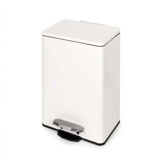 Emuca Recycle rectangular outer container with pedal opening, Painted white, Aluminum