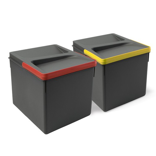 Emuca Containers for kitchen drawer, height 216 mm, 2x12L, Anthracite gray