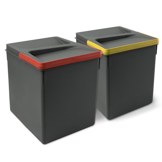 Emuca containers voor keukenlade, hoogte 266 mm, 2x15L, antracietgrijs