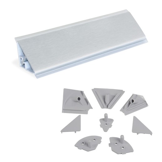 Bouchon triangulaire Emuca pour cuisine, avec accessoires pour l'installation, 4,7 m, plastique, anodisé satiné.