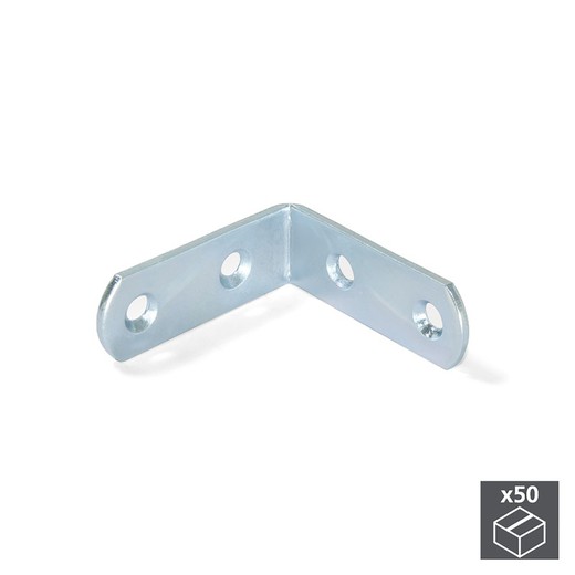 Emuca Furniture joining bracket, 42 x 42 mm, 4 holes, Steel, zinc plated, 50 pcs.