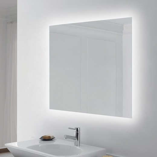 Emuca Espejo de baño Centaurus con iluminación LED decorativa, rectangular 600x800mm, AC 230V 50Hz, 14W, Aluminio y Cristal