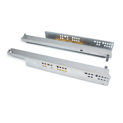 Emuca Set of hidden guides for drawers, on rollers, 250 mm, total extension, push, Zinc plated.