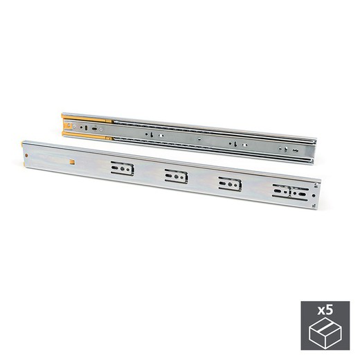 Emuca Drawer runner set, ball, 45 x 550 mm, total extension, soft closing, Zinc plated, 5 units.