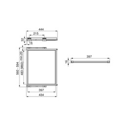 Emuca Kit di 7 aste portapantaloni e telaio di scorrimento Hack per armadi,  chiusura morbida, regolabile, modulo 600 mm, Grigio pietra