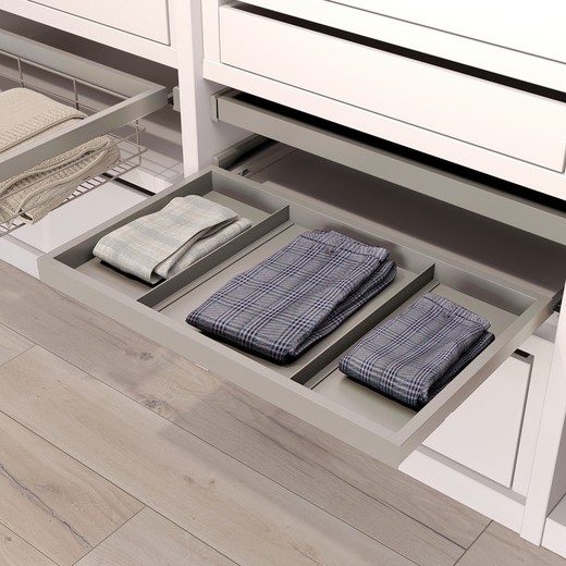 Emuca Tray and guide frame kit with soft closing for cabinets, adjustable, 600mm module, Stone gray