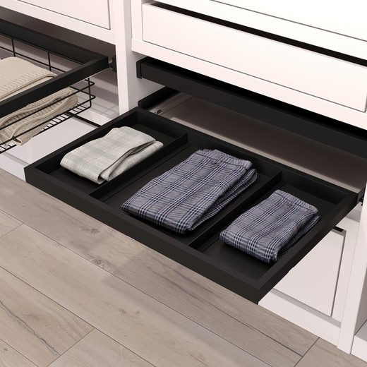Emuca Tray and guide frame kit with soft closing for cabinets, adjustable, 600mm module, Textured black