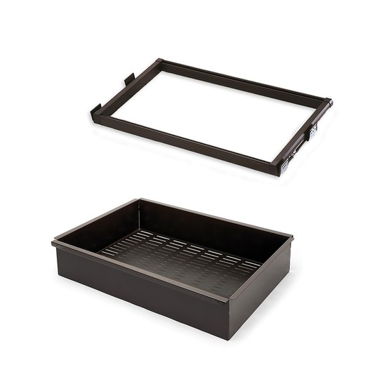 Emuca Kit for metal drawer and guide frame, adjustable, 600 mm module, Steel and aluminum, moka color