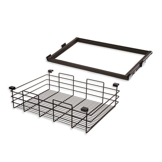 Emuca Wire basket and guide frame kit, adjustable, 900 mm module, Steel and Aluminum, moka color