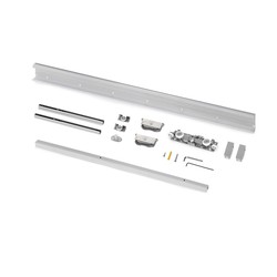 Emuca Kit ferramenta per porta scorrevole sospesa in legno con chiusura ammortizzata, Acciaio e Alluminio e Plastica