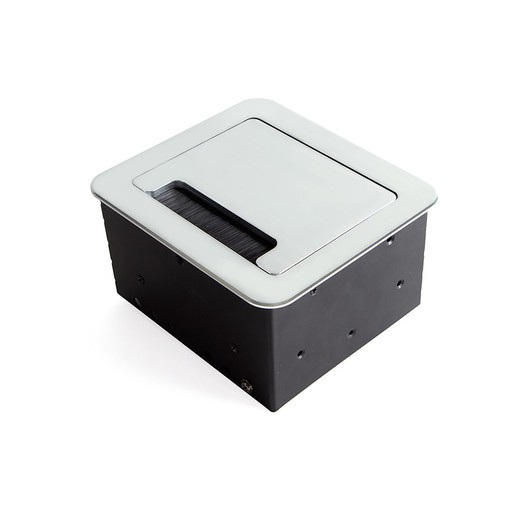 Emuca desktop-multiconnector, 2 USB +1 HDMI + 1 EU-stekker, 145x130 mm, staal en aluminium, aluminiumkleur