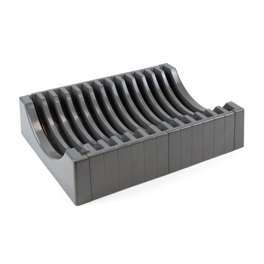 Emuca Organizador de platos para muebles, capacidad para 13 platos, plástico, gris antracita.