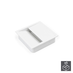 Emuca Presse-étoupe pour table, carré, 85 x 85 mm, à encastrer, plastique, blanc, 5 unités