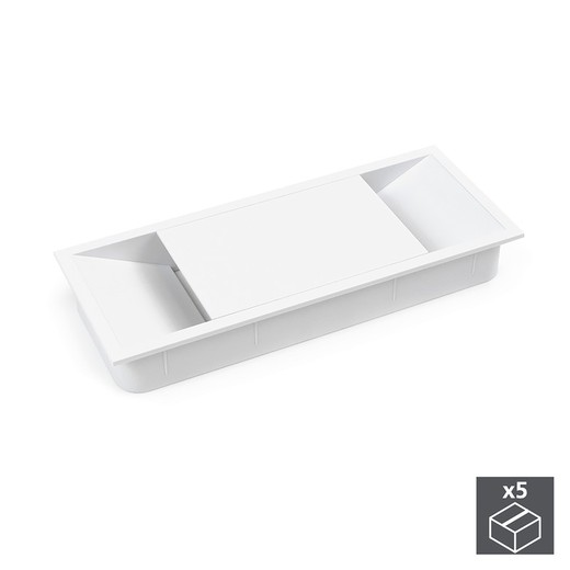 Emuca Pasacables mesa, rectangular, 152 x 61 mm, para encastrar, Plástico, Blanco, 5 ud.