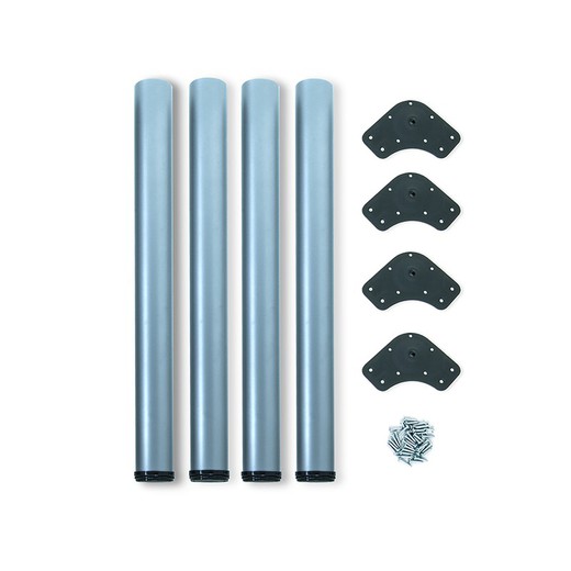 Emuca Table legs, D. 60 mm, adjustable 830 - 850 mm, Steel, Metallic gray, 4 pcs.