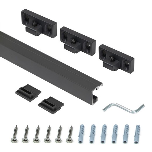 Emuca Profile for hanging kitchen accessories, wall mounting, with brackets, 110 cm, aluminum and zamak, anthracite gray.