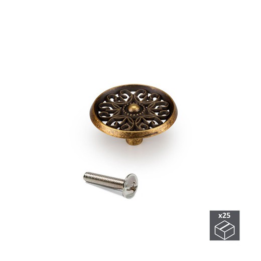 Emuca Furniture knob, Zamak, Bronze, 25 units.