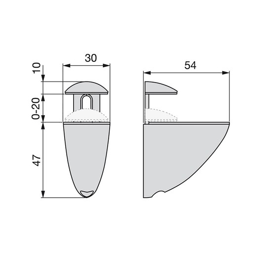 Emuca Supporto Mirlo per mensola in legno o vetro, Alluminio Verniciato,  Plastica e Zama — Brycus