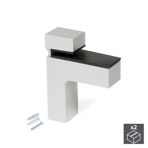 Emuca Support for wood / glass shelf, thickness 4-38mm, Plastic and zamak, Metallic gray, 2 units.