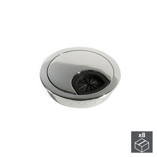 Emuca Circular cable gland cover, D. 60 mm, to fit, Zamak, Chrome, 8 units.