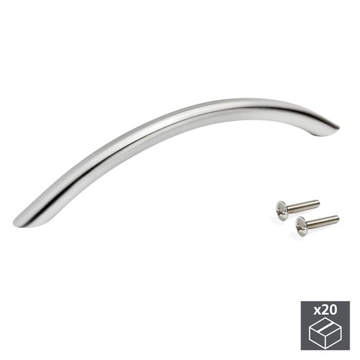 Emuca Furniture handles, D. 10 mm, center distance 192 mm, Steel, Satin nickel, 20 pcs.