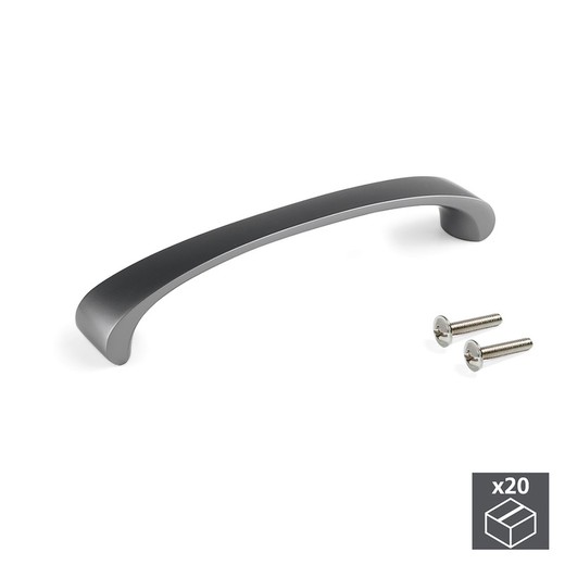 Emuca Furniture handles, 128 mm center distance, Zamak, titanium color, 20 pcs.