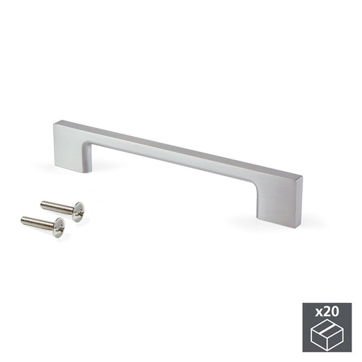 Emuca Furniture handles, 128 mm center distance, Zamak, Satin nickel, 20 pcs.