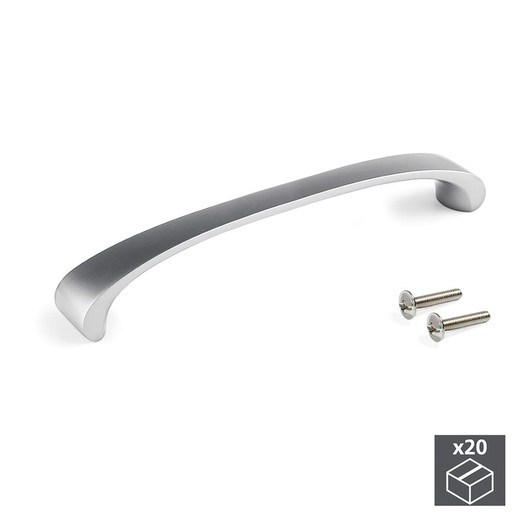 Emuca Furniture handles, 160 mm center distance, Zamak, Satin nickel, 20 pcs.