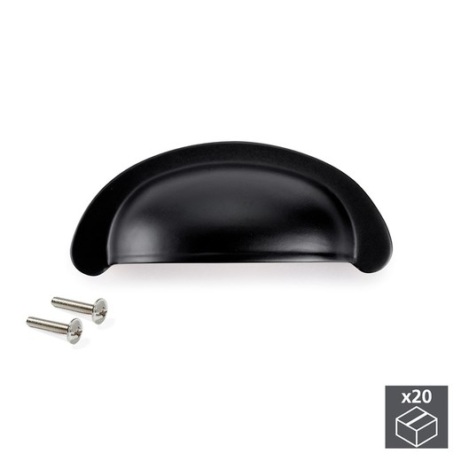 Emuca Puxadores para móveis, distância entre eixos 64 mm, Zamak, Preto, 20 un.