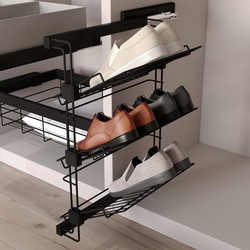 Emuca Removable side shoe rack for Hack closets and dressing rooms, Left, Steel, Painted textured black