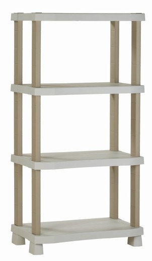 Plastiken Space-Saver 70 cm harpikshylde med 4 hylder i beige (70x45x141 cm)