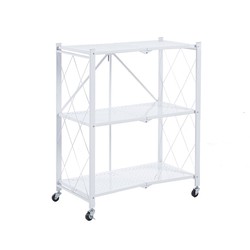 Étagère à 3 Niveaux Pliable et Roues Catter House Kim 84 - 71,5x36x84 cm Charge Lourde 120 Kg Cadre Acier Blanc