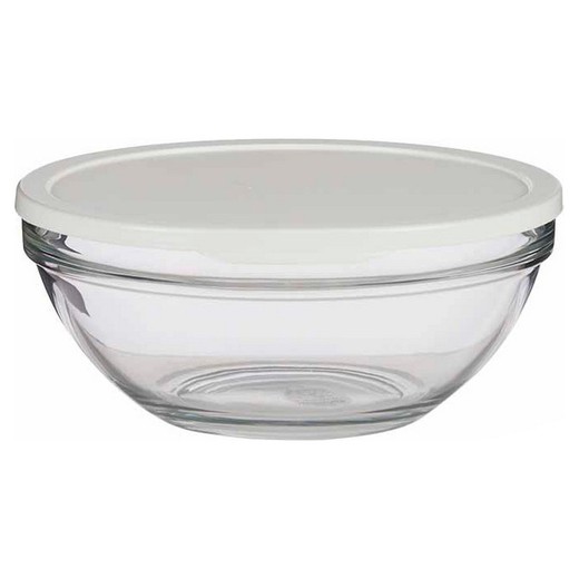 Round Lunch Box with Glass Plastic Lid (2500 ml)